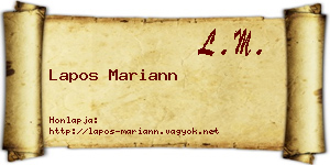 Lapos Mariann névjegykártya